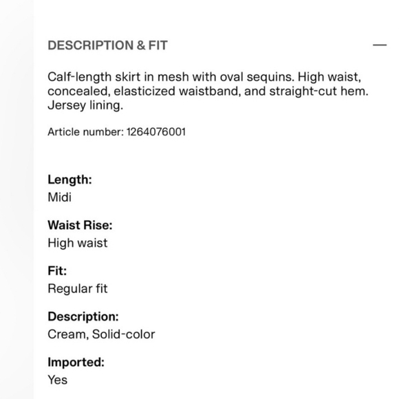 No Offers New S M L H&M Sequined High-waisted Midi Skirt Cream White - Picture 7 of 7